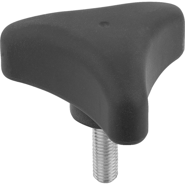 Triangular Grip Ergonomic D=M10X30 D1=80 H=37, Form:L Plastic, Black Ral7021, Comp:Steel